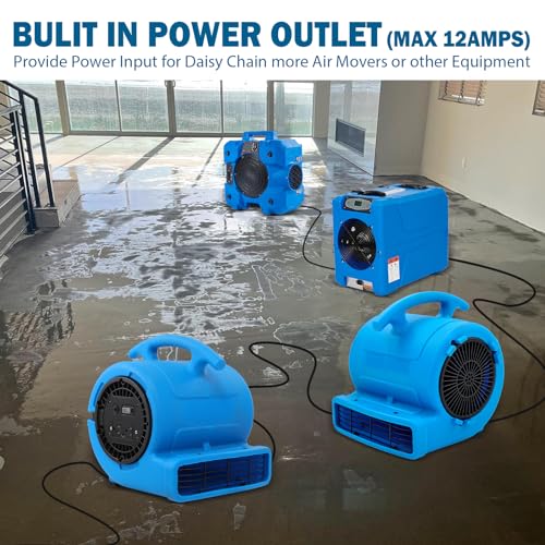 MOUNTO 1/4hp 1000CFM 2 Speed Air Mover Carpet Dryer Floor Fan Cooling Fan (Blue) - color: Blue