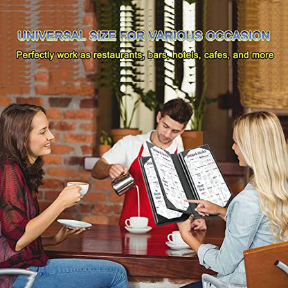 3 Packs Leather Menu Holder for 4.25x11 inch menus, Menu Covers Six Views Menu Covers for Restaurant Coffee Bars Hotel, Restaurant Covers 6 Views - size: 4.25 x 11 inch/6 views/3 pcs