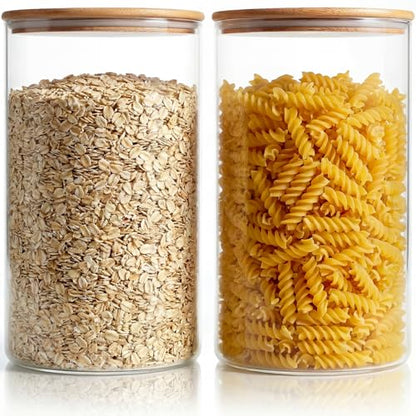 132oz Large Glass Storage Containers with Bamboo Lids for Flour & Sugar -2P - color: 132oz 2 Pack