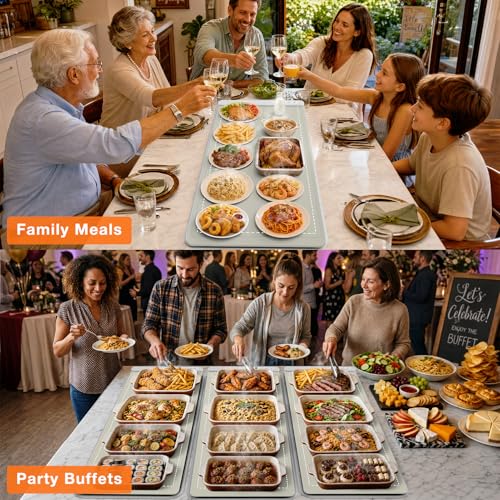 FYY Extra Long Warming Mat for Food, Rapid and Full Surface Heating Khaki - color: Khaki, size: XXX Large Size: 45"x15"