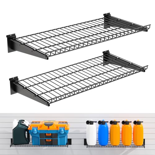 2 Pack Metal Slatwall Shelves 24X12 Inch, Black - color: Black, size: M2PC