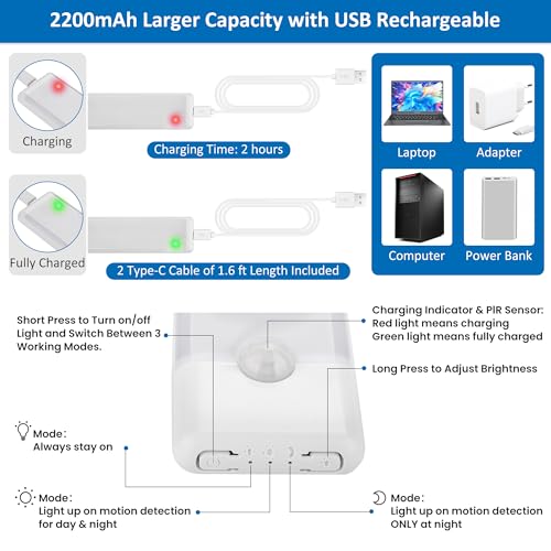 15.9 inch Motion Sensor Under Cabinet Lights, Cool White, 2-Pack - color: Cool White, size: 15.9 inch