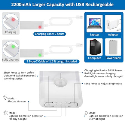 15.9 inch Motion Sensor Under Cabinet Lights, Cool White, 2-Pack - color: Cool White, size: 15.9 inch