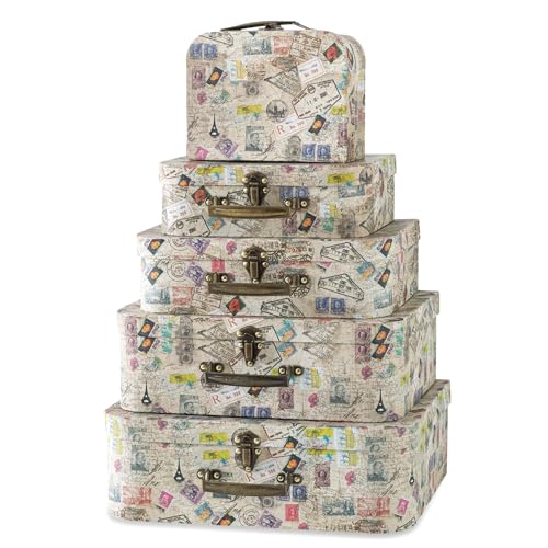 Soul & Lane - Vintage Suitcase Storage Boxes with Handles, Set of 5