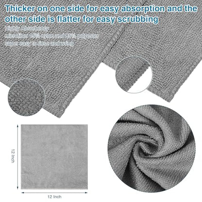 Macarrie 200 Microfiber Cleaning Cloths, 12 x 12 in, 200 GSM, Gray - color: Gray