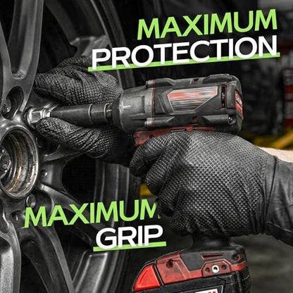 Nitrile Gloves 8 Mil Heavy Duty Black Disposable Mechanic Gloves - size: Medium