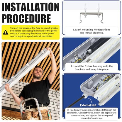8FT LED Vapor Tight Light 120W/100W/80W,3/4/5000K CCT, ETL 2Pack - size: 8FT (2-Pack)