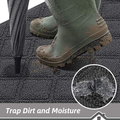 BEQHAUSE Dirt Trapper Door Mat 24" x 36" Non-Slip Washable, Dark Grey - color: Dark Grey, size: 24" X 36" (Rectangular)