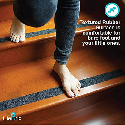 LifeGrip Anti Slip Safety Tape, 2" x15' Textured Rubber Grip Tape, Black - color: Black, size: 2" X 15'