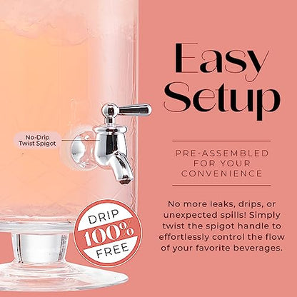 Fifth Avenue Glass Beverage Drink Dispenser Clear Provence w/Spigot - 1 Gal - color: Provence