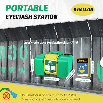 Eye Wash Station 8-Gallon Portable Eye Wash Kit Emergency Eyewash Station
