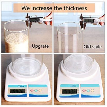 Glass Rice Storage Containers, 60 FL OZ (1800ml) Kitchen Food Jars with Airtight Lid, Stackable Clear Pantry Canister for Coffee Bean, Pet Treat, Flour, Loose Tea and More