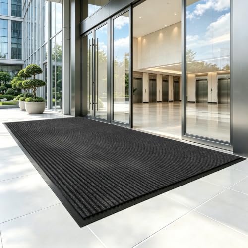 4'x8' Commercial Grade Front Door Mat Indoor Outdoor Entrance,Black - color: Black, size: 4' x 8' (Rectangular)
