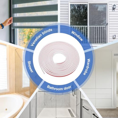 uxcell Weather Stripping Silicone Self-Adhesive White 24.6 ft 2Pcs - color: White, size: 24.6 ft