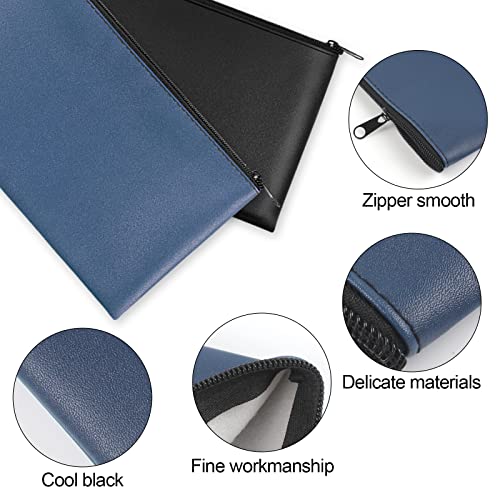 2 Pieces Money Bag,11x6.1 Inch Money Bags With Zipper for Cash, Bank Bag, Money Pouch, Money Holder for Cash, Coins, Cosmetics, Bills, Tool - color: 1 Pieces Black & 1 Pieces Blue