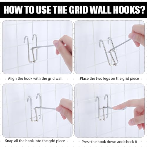 Moxweyeni 25 Pack Grid Wall Hooks, 4 Inch Silver Gridwall Hanger - color: Silver, size: 4 Inch