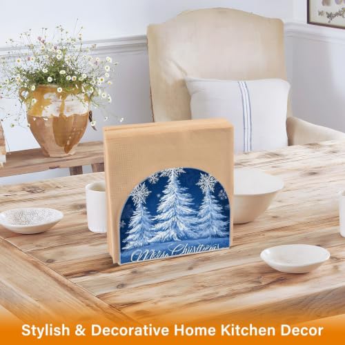Blue Christmas Tree Napkin Holder for Table Acrylic Tissue Dispenser - color: Blue Christmas tree