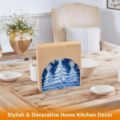 Blue Christmas Tree Napkin Holder for Table Acrylic Tissue Dispenser - color: Blue Christmas tree