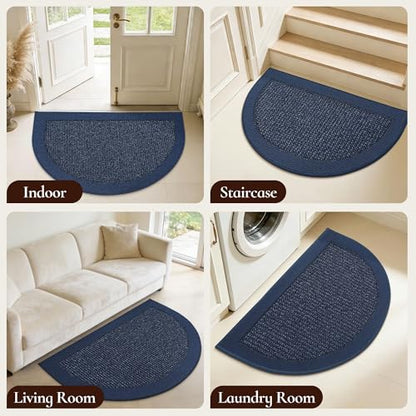 Dirt Trapper Door Mats 17" x 30", Non-Slip & Washable, Blue - color: Blue, size: 17" X 30" (Semicircular)