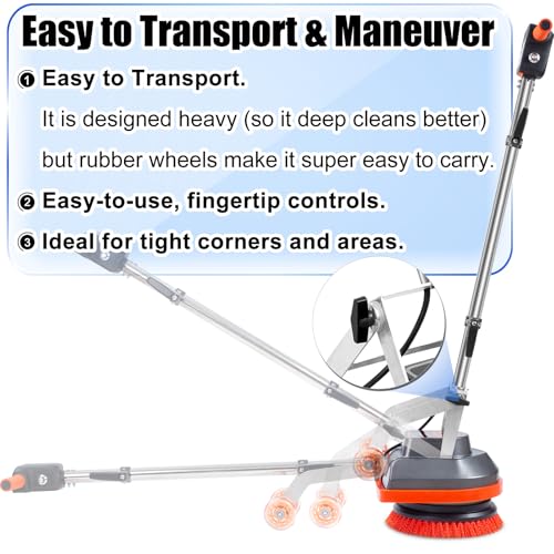 HHQ 15" Floor Buffer Machine, Commercial Floor Scrubber Machine with Brushes and Pads, Heavy Duty Floor Cleaner and Polisher- Deep Clean and Polish Your Floors with Ease
