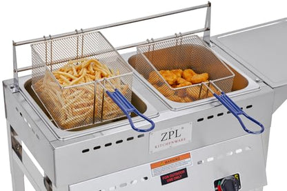 Deep Fryer – Propane Deep Fryer for Outdoor- 18 Qt Stainless Steel Commercial Quality Double Fryer with Baskets, Lids & Hose - Ideal for Frying Fish, Wings, and More