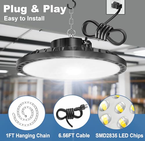 ISKYDRAW UFO LED High Bay Lights 8 Pack, 200W 30000LM Shop Lights