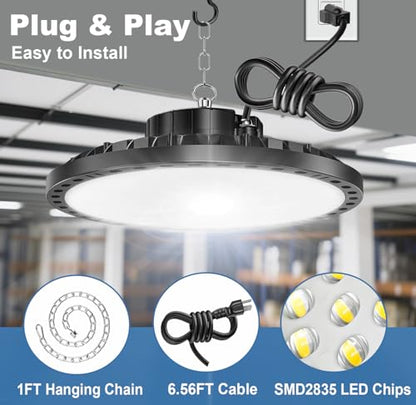 ISKYDRAW UFO LED High Bay Lights 8 Pack, 200W 30000LM Shop Lights