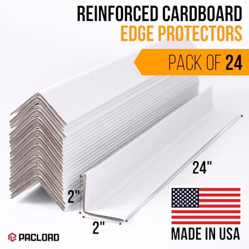 24" x 2" x 2" Reinforced Cardboard Edge Protectors, White (Pack of 24) – 0.12" Thick Medium-Duty Cardboard Corner Protectors for Shipping – American Quality V-Board Pallet Edge Protectors - color: Thickness: 0.12", size: Pack of 24