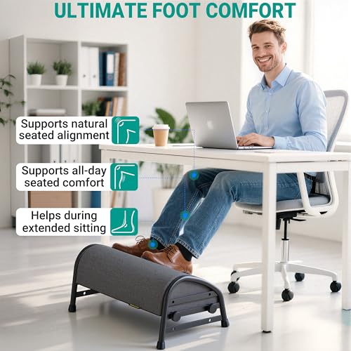 YEASHEIN Adjustable Foot Rest for Under Desk at Work, Ergonomic Foot Stools - color: Gray