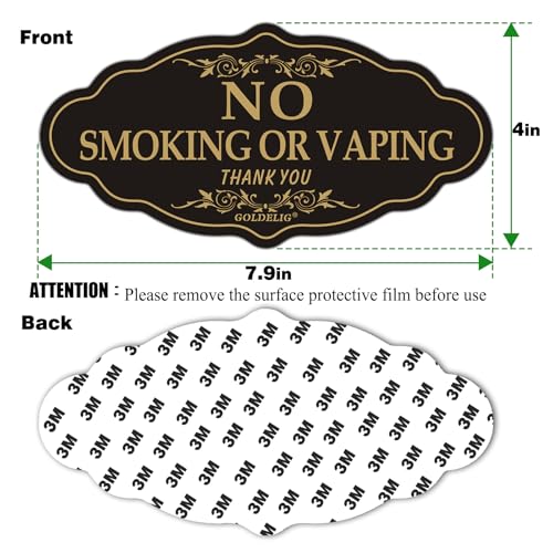 No Smoking Sign, 2 Pack, 7.9in×4in Acrylic