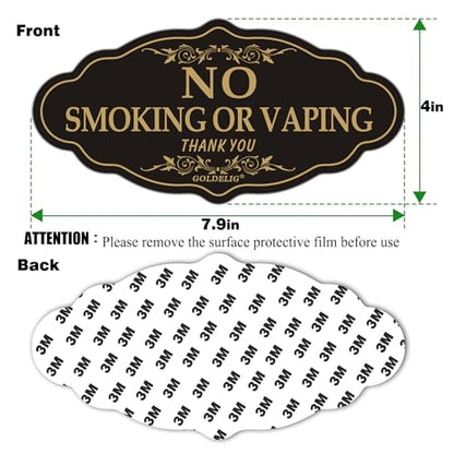 No Smoking Sign, 2 Pack, 7.9in×4in Acrylic