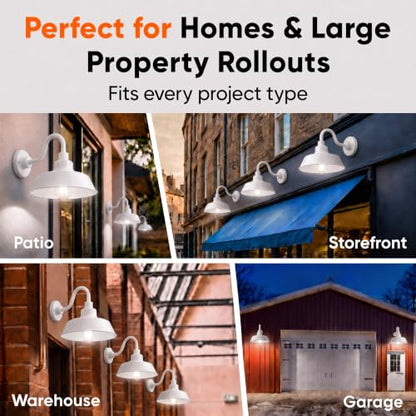 14in. White Outdoor Gooseneck Barn Light Fixture, 5000K Cool White - color: White (2-Pack), size: 10 in Gooseneck Arm