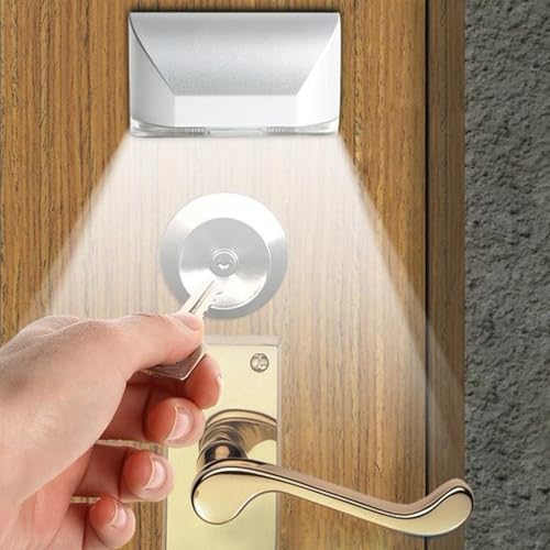 Key Light Door Lights, Small Motion Sensor Light with 4 LED Bulbs, Battery Powered Night Lights for Hallway, Stairway, Kitchen, Closet, Bedroom (2 Pack Silver) - color: Silver-2 Pack