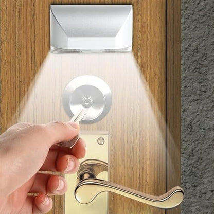 Key Light Door Lights, Small Motion Sensor Light with 4 LED Bulbs, Battery Powered Night Lights for Hallway, Stairway, Kitchen, Closet, Bedroom (2 Pack Silver) - color: Silver-2 Pack