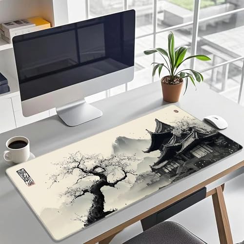 Gaming Large Mouse Pad 35.7x15.7inch,Japanese Desk Mat Pad for Keyboard and Mouse, Gaming Mousepad, Keyboard Mat Pads with Non-Slip Rubber Base,Waterproof Computer Mat Office Home Desktop Protection - color: cloud-kissed towers