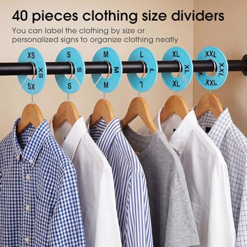 EBOOT 40 Pcs Clothing Size Dividers Closet Size Divider Hanger, Blue - color: Blue