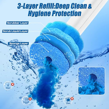 Disposable Toilet Brush Set, 2 Pack with 72 Refills & Wall Holder - size: 2 set+72 refills