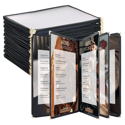 8.5 x 11 Inch Menu Covers, 10 Pack 5 Page 10 View Menu Sleeves Clear View Menu Holder for Kitchen, Restaurant Supplies, Drink, Wine Menu - size: 5 page
