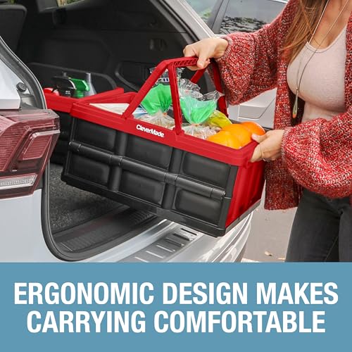 CleverMade Collapsible Basket With Handles, 32L 1 Pack, 35 lb, Red - color: Red, size: 32l - 1 Pack