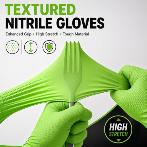 8 Mil Green Nitrile Gloves, Disposable Gloves, 100 Count - size: X-Large