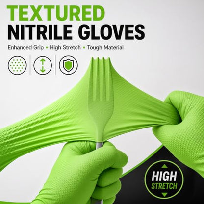 8 Mil Green Nitrile Gloves, Disposable Gloves, 100 Count - size: X-Large