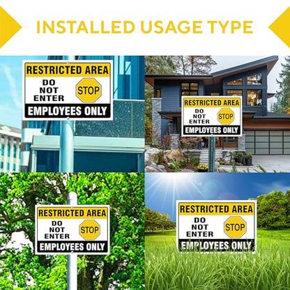 Do Not Enter Restricted Area Employees Only Signs Outdoor - Rust Free Aluminium Metal No Entry Sign, UV Protected, Waterproof, Durable Ink and Easy to Install & Read - 2 Pre-drilled Holes - color: Pack of 1, size: 8"x12"