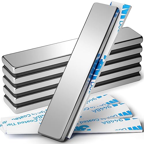 6 Pack Neodymium Magnets 60x10x3mm N30 Strong Rare Earth Magnets with Adhesive Backing, Heavy Duty Bar Magnets for Refrigerator, Crafts, and DIY Projects Silver 60x10x3mm - size: 60x10x3 mm