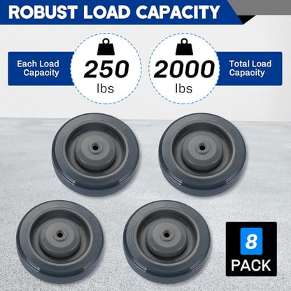 8 Pack 5" Shopping Cart Replacement Wheels Kit