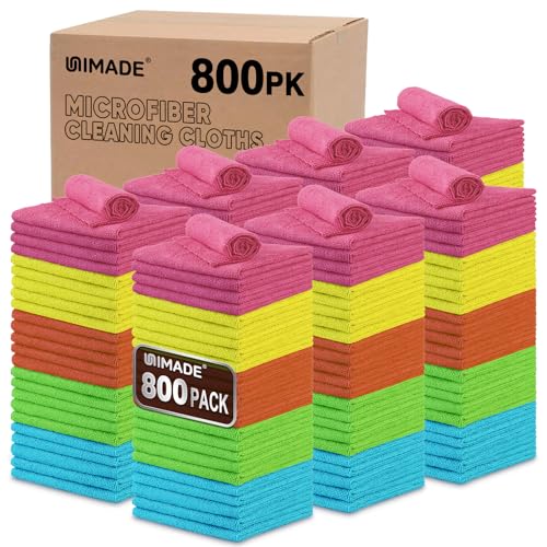 UNIMADE Microfiber Cleaning Cloth, 800PK Commercial Grade Work Rags - color: Multicolor, size: 800pk