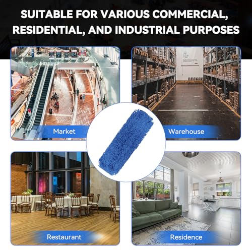 18 Inch Dust Mop Head: Replacement Medium Washable Commercial Mop Head Sweeper and Janitorial Replacement Blue - color: Blue - 18 Inch - 3 Pack - Scrubby