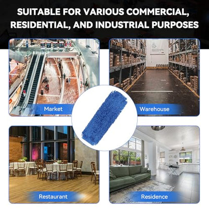 18 Inch Dust Mop Head: Replacement Medium Washable Commercial Mop Head Sweeper and Janitorial Replacement Blue - color: Blue - 18 Inch - 3 Pack - Scrubby