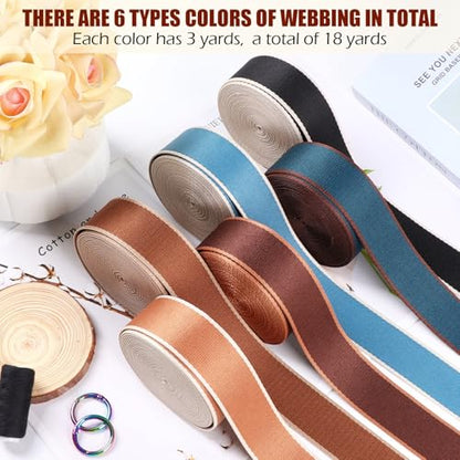 Webbing 1.5 Inch-6 Rolls Polyester-Cotton Striped Webbing 1 1/2 inch Strapping for Purse Backpack Straps-1.5 "Nylon Webbing for Bags Belt Backpacks Luggage 18 Yards - color: Colorful-18 Yards