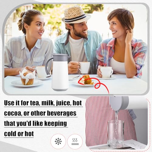 Ziliny 2 Pcs 27oz Thermal Coffee Carafe Stainless Steel Coffee Pot for Keeping Hot/cold Insulated Double Walled Vacuum Tea Pot with Press Button Drink Beverage Dispenser for Milk Tea(White) - color: White