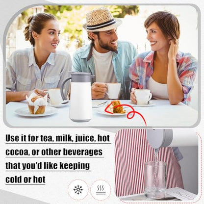 Ziliny 2 Pcs 27oz Thermal Coffee Carafe Stainless Steel Coffee Pot for Keeping Hot/cold Insulated Double Walled Vacuum Tea Pot with Press Button Drink Beverage Dispenser for Milk Tea(White) - color: White